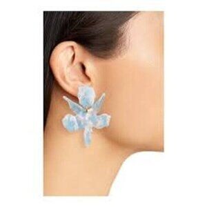 NEW Lele Sadoughi Paper Lily Drop Artful Floral Gold-Plate Post Back Earrings